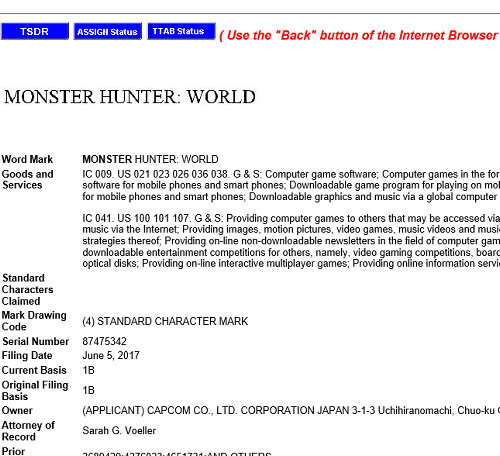 Capcomが モンスターハンターワールド の商標登録 未だに謎の商標5タイトル ユウガタネコ